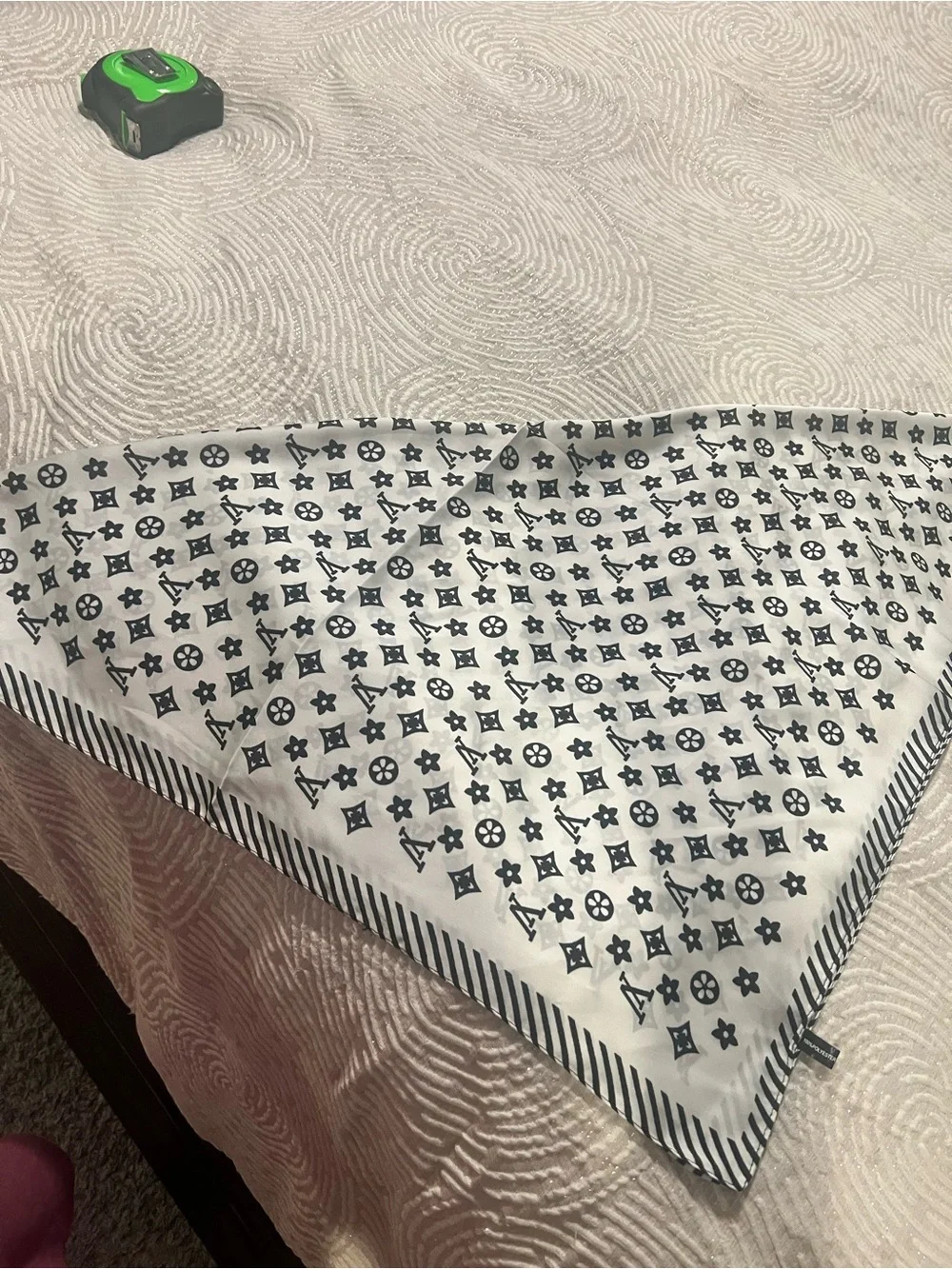 Designer-Inspired Black & White Monogram Scarf